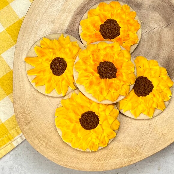 Sunflower Cookies with Satin Ice